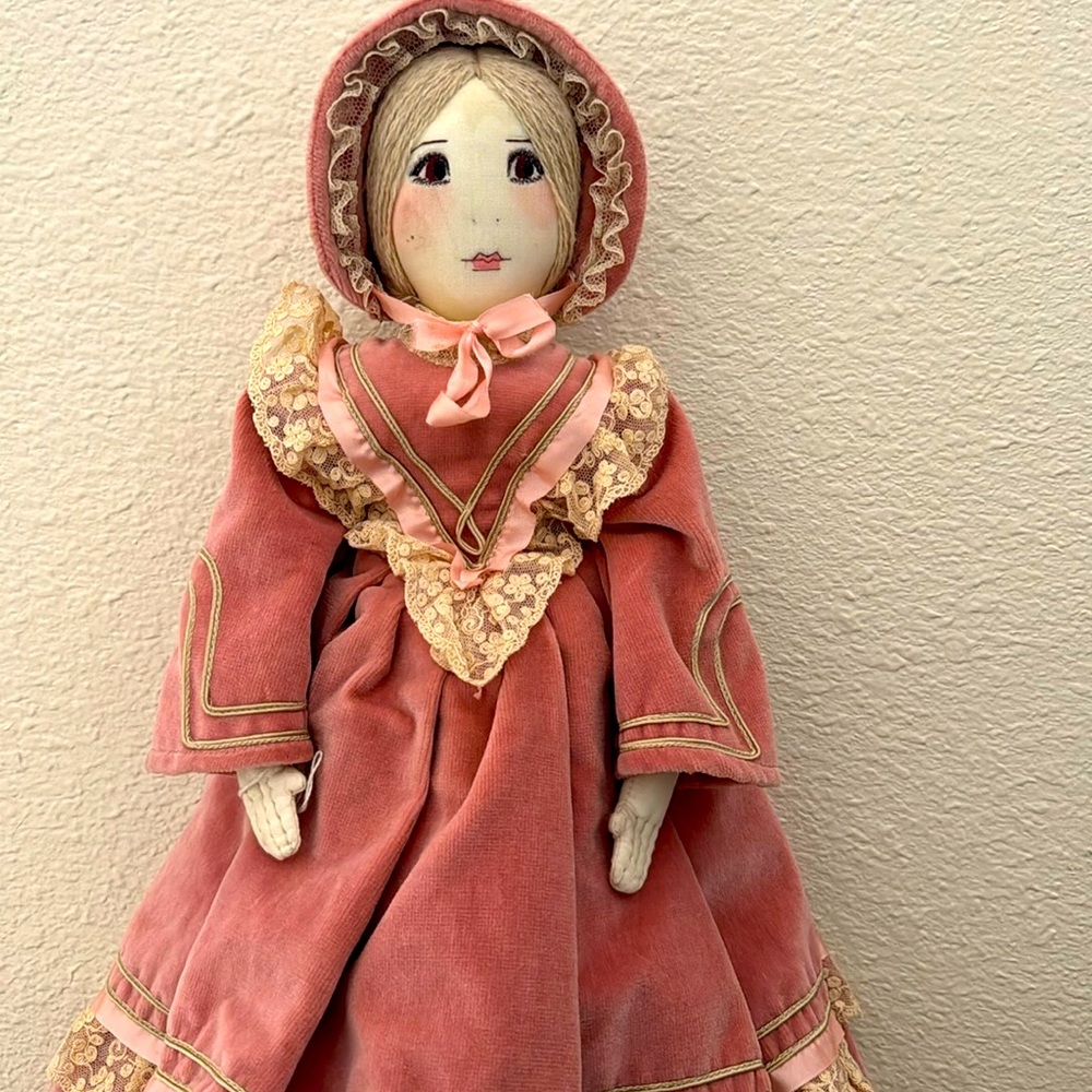 POLLY NASSIM VICTORIAN COSTUME DOLL 1977 ORIGINAL PINK VINTAGE HANDMADE